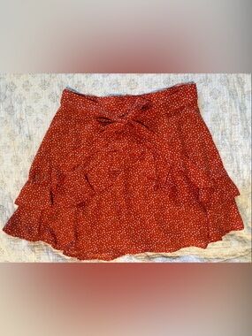 Altar’d State Orange & white Polka Dot Ruffle Skirt